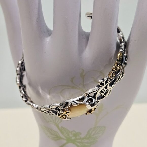 CAROLYN POLLACK Relios Sterling Silver 925 & Brass Ornate Tigers Eye Bracelet - Picture 11 of 16